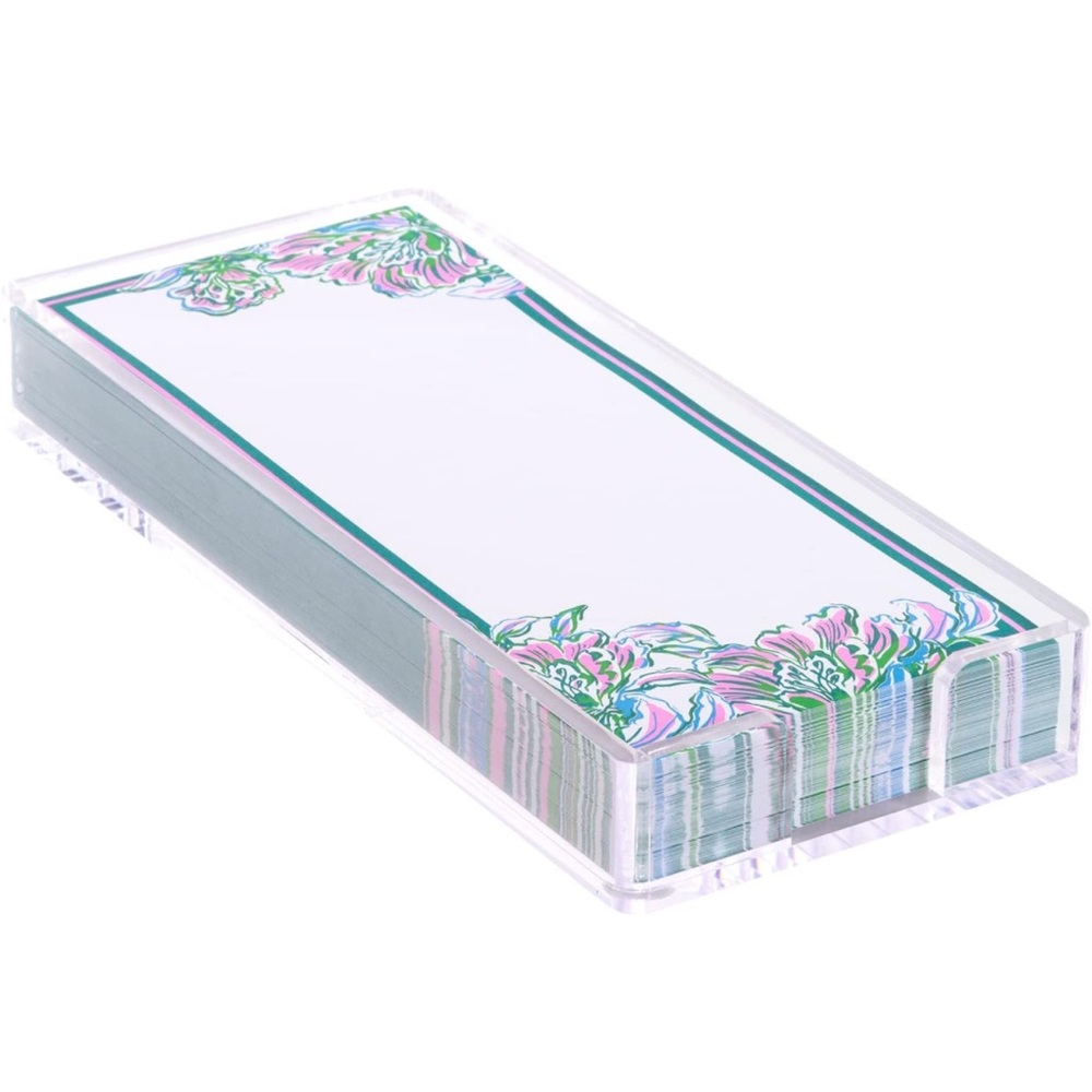 Lilly Pulitzer Notepad Holder Acrylic Office 200 Sheet Memo Pad Chick Magnet NWT